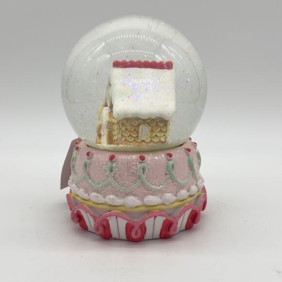 Pastel Gingerbread House & Man Waterglobe Snowglobe w/ Pink Blue Frosting Detail - Picture 5 of 6